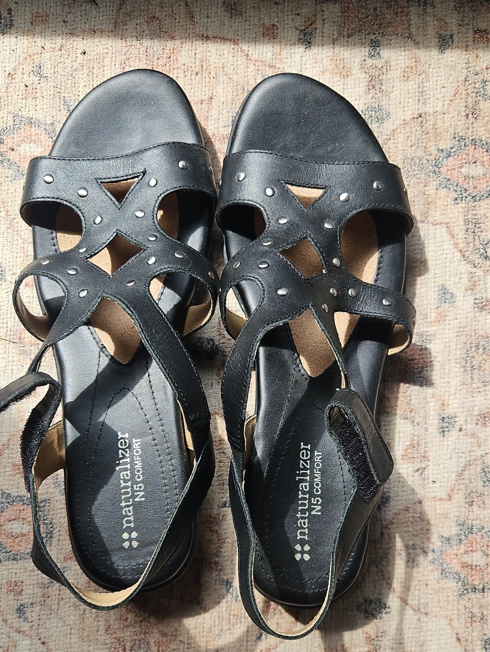 Black Sandals With Silver Accents
